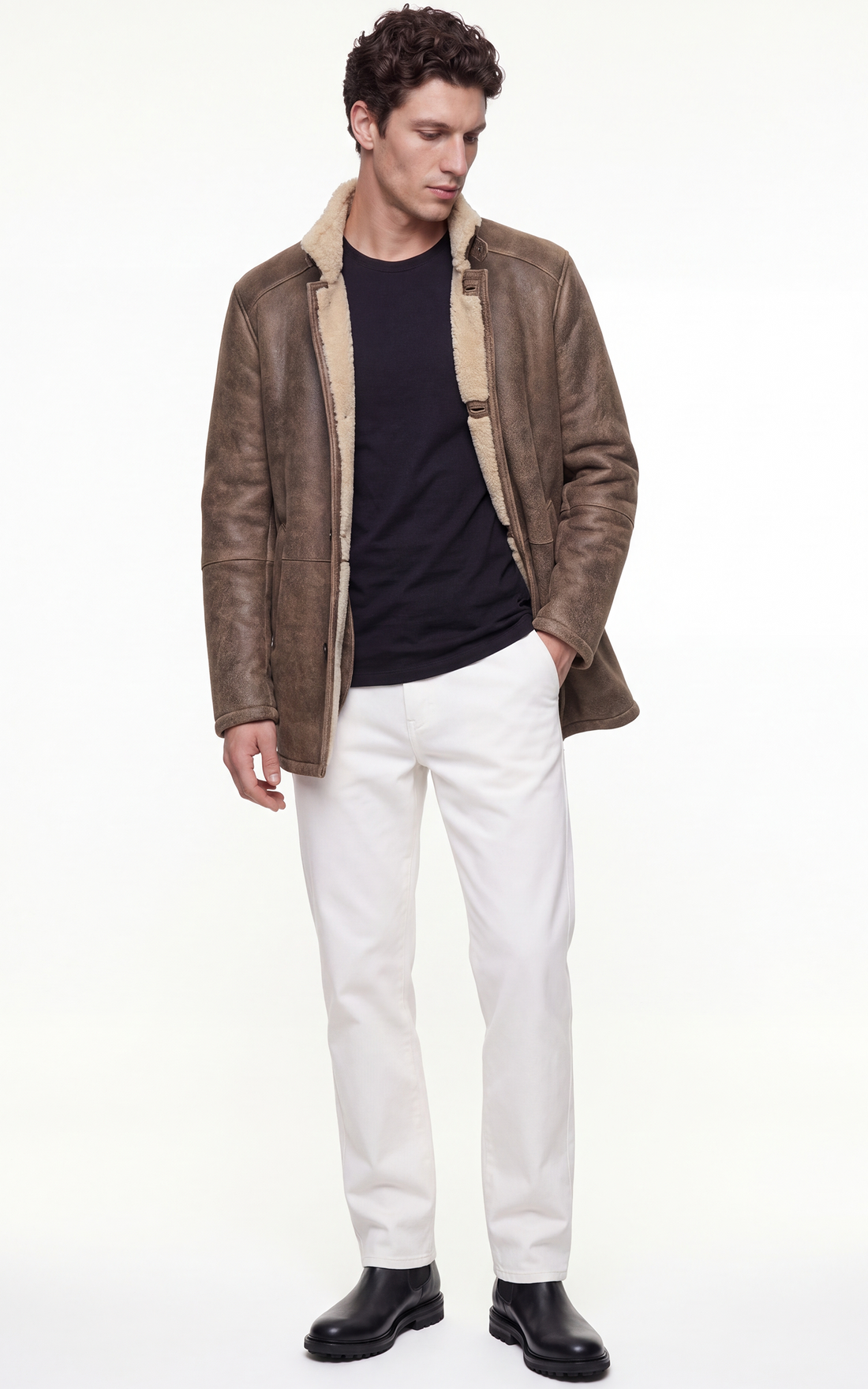 Veste peau lainée agneau Jack marron