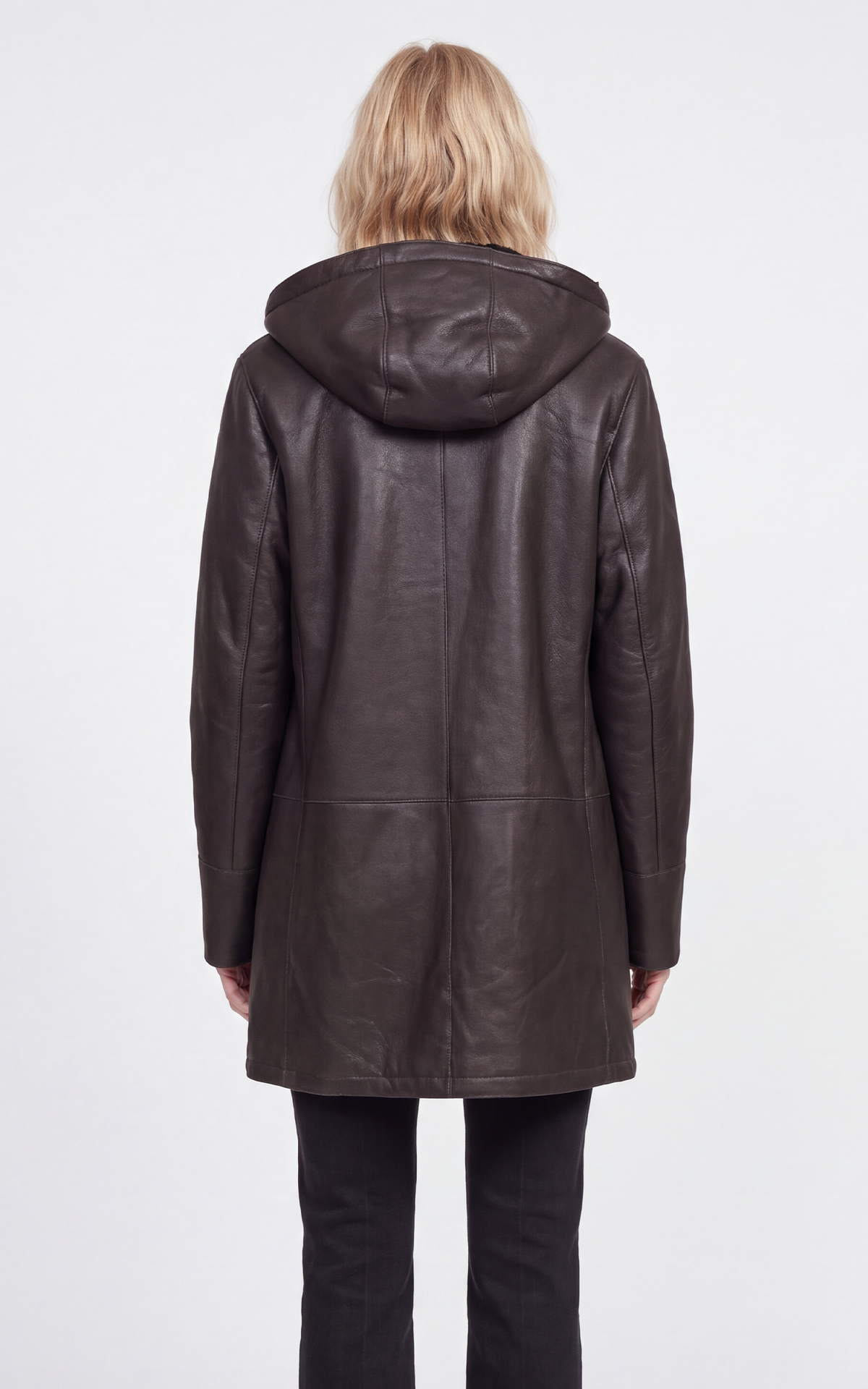 Veste peau lainée marron 3