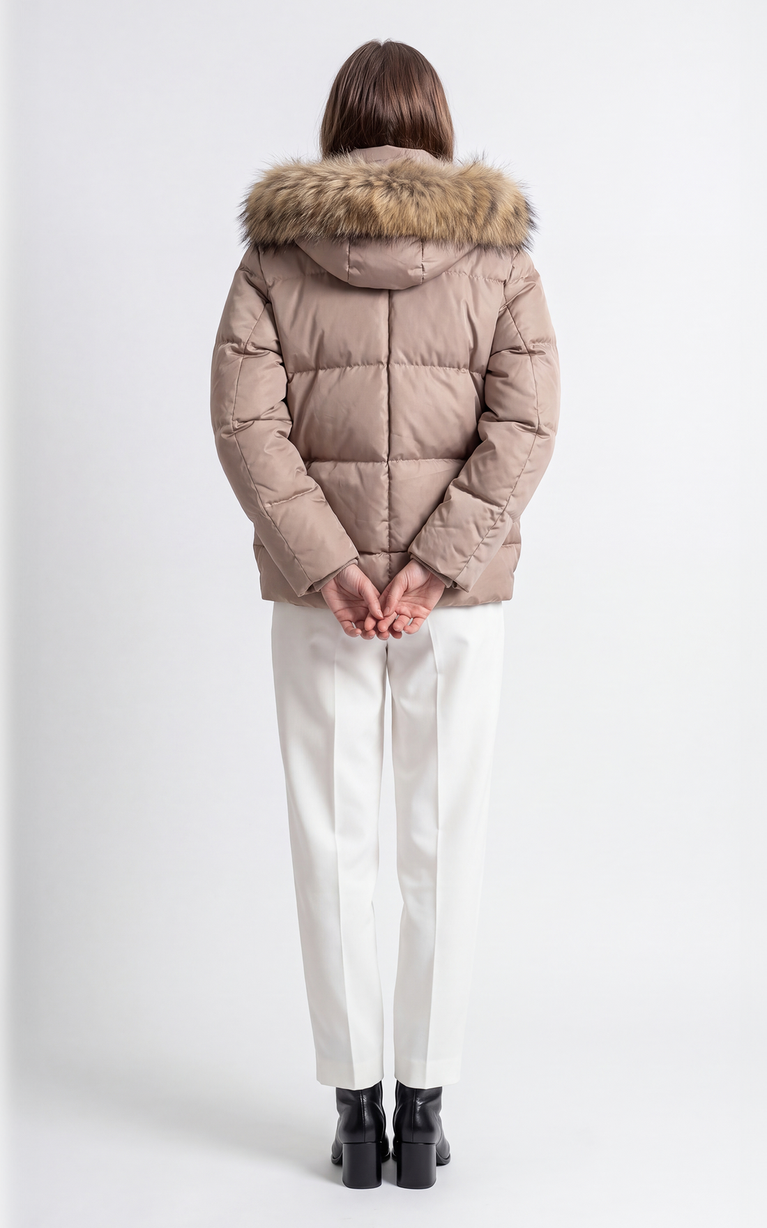 Doudoune courte à capuche Fugge beige