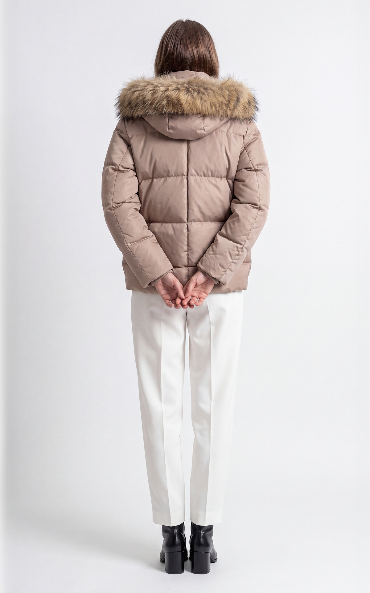 Doudoune courte à capuche Fugge beige 4