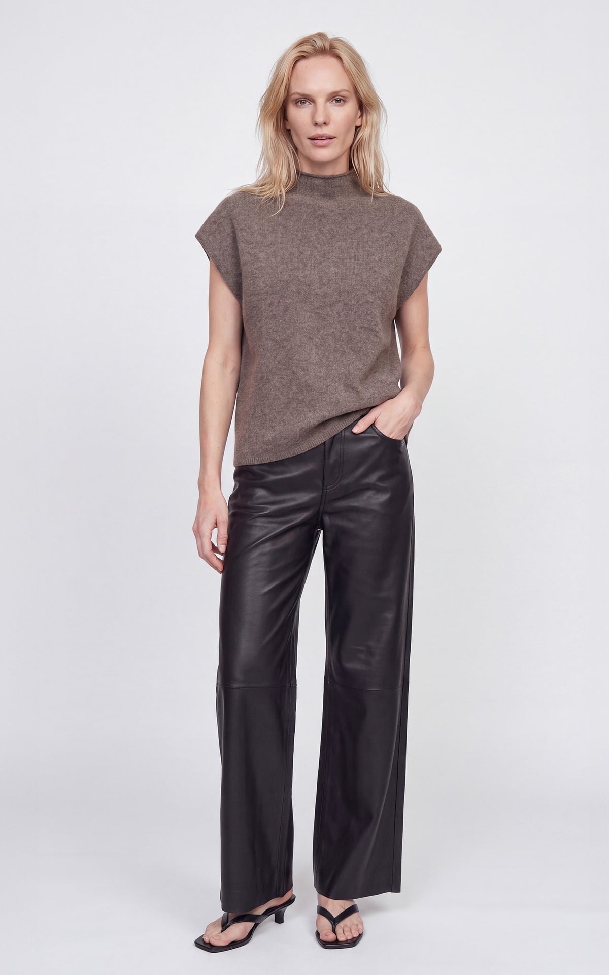 Pantalon large cuir Delph noir 1