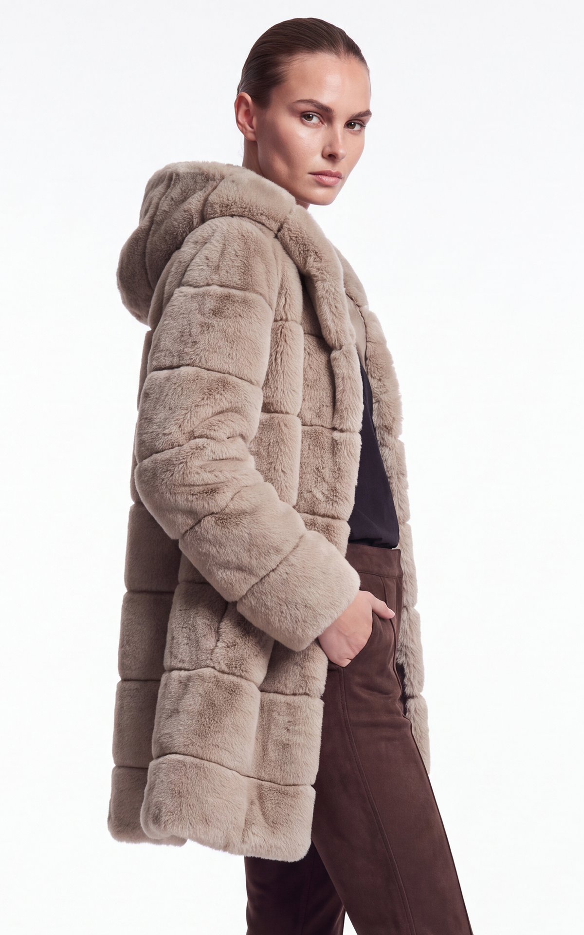 Manteau en fourrure rex Imelda beige