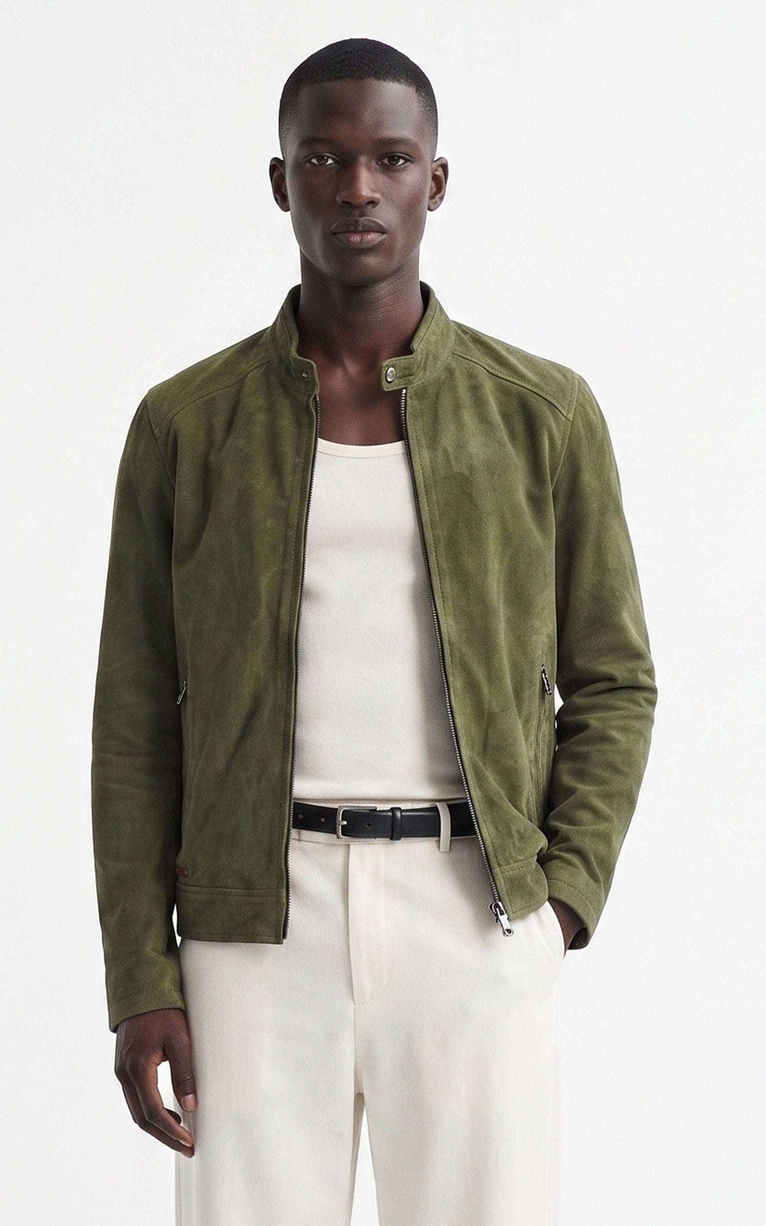 Blouson daim Delf kaki 1