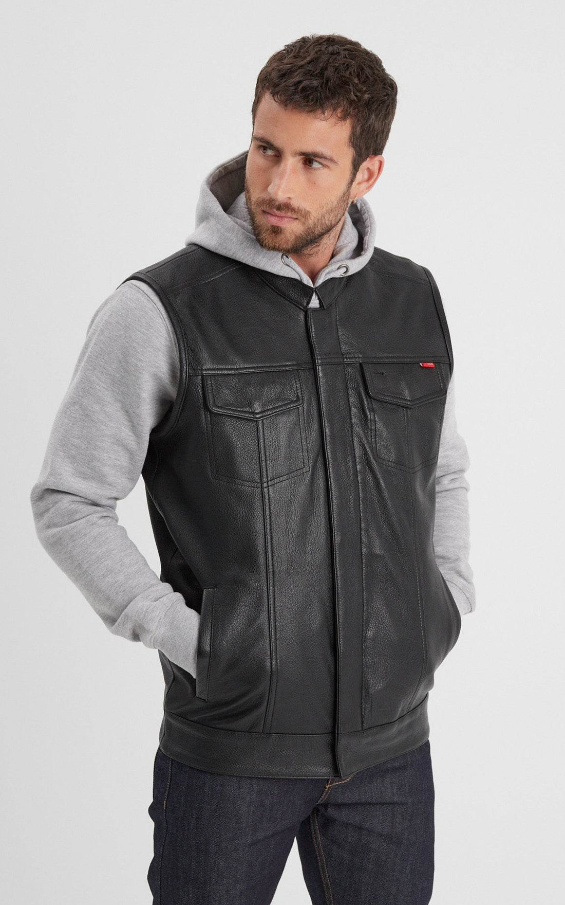 Gilet Biker Hot Road cuir noir