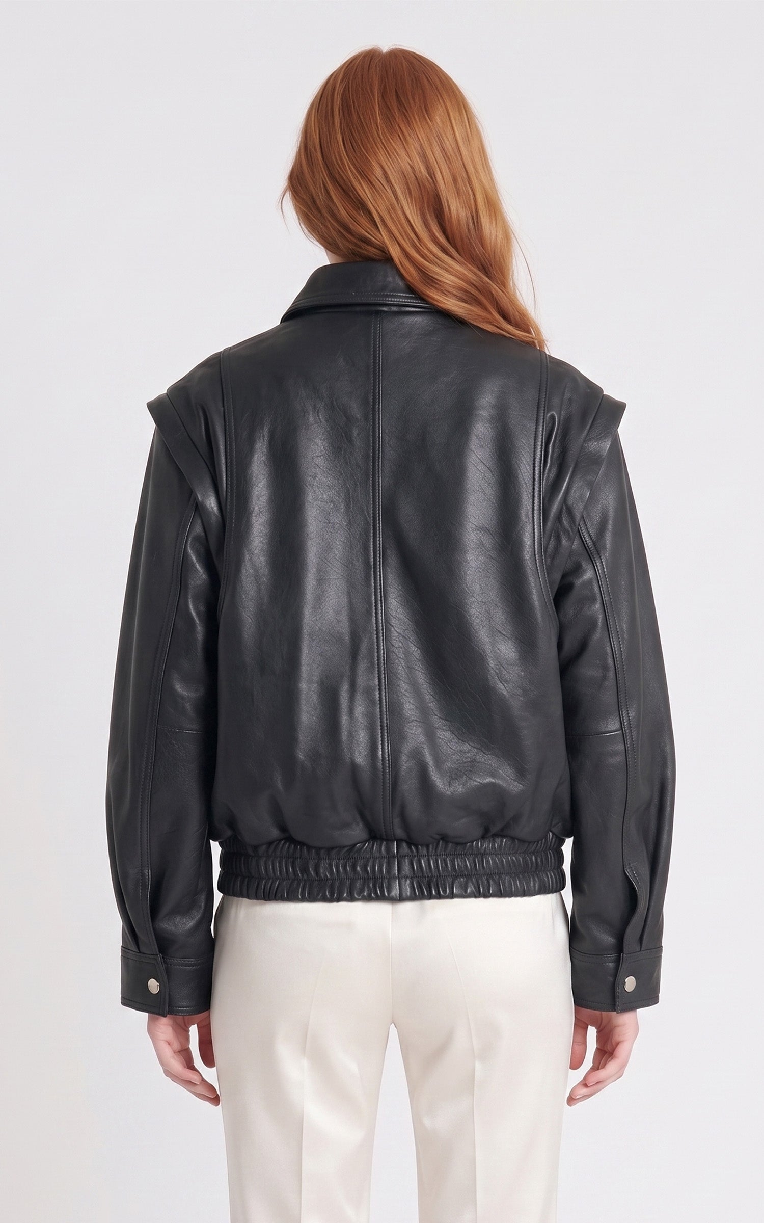 Blouson cuir oversize Flow noir 5