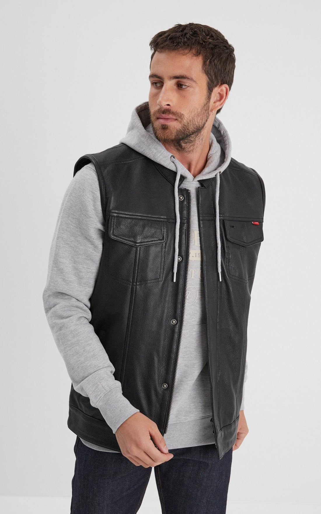 Gilet Biker Hot Road cuir noir
