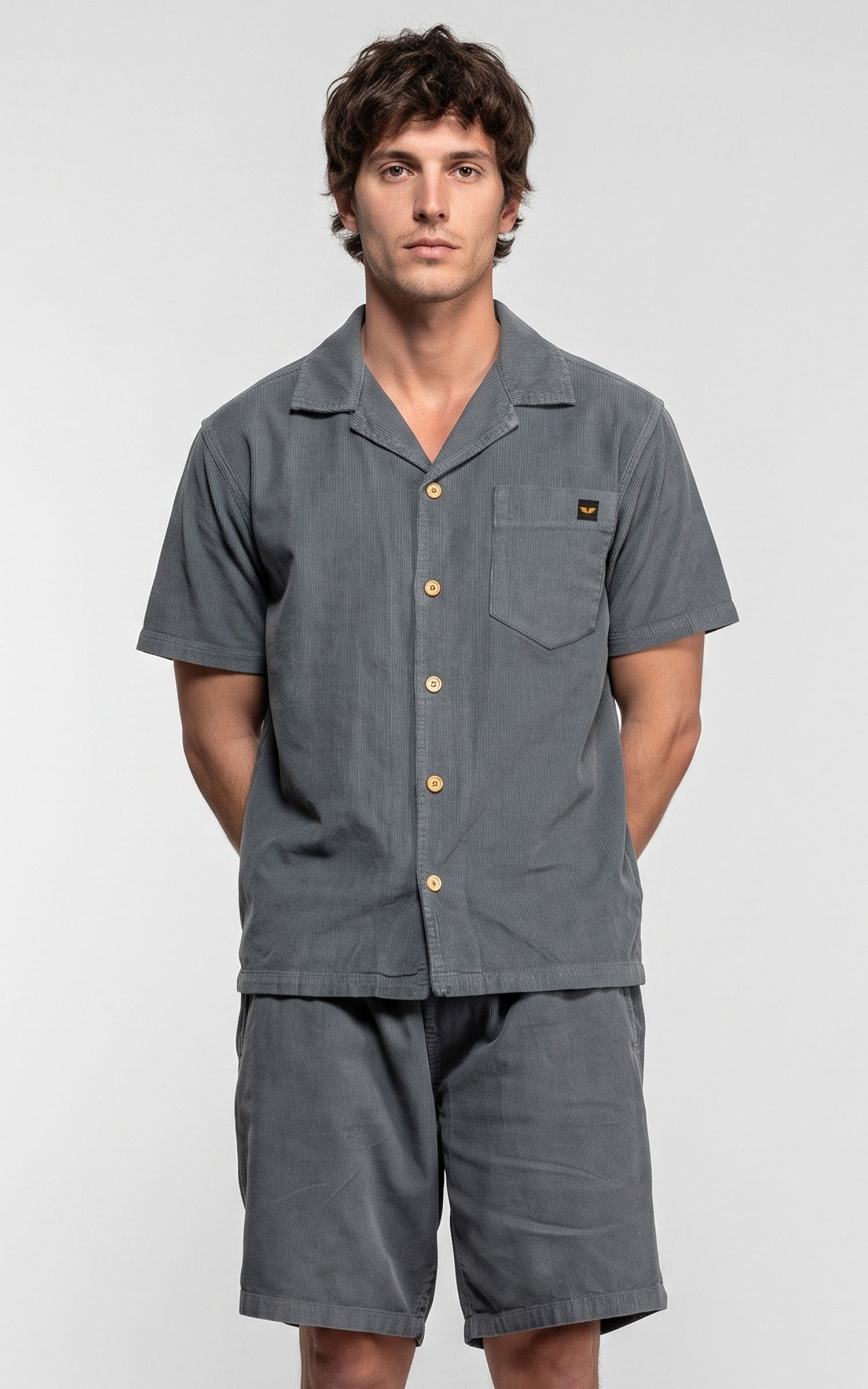 Chemise worker velours Citrus bleu 1