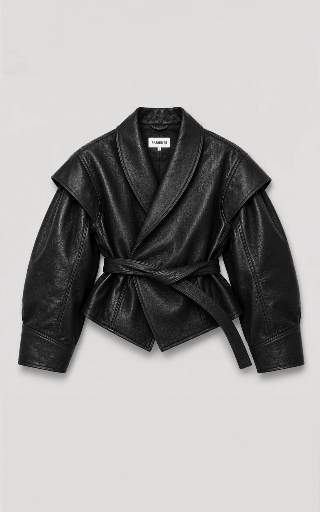 Veste cuir ceinturé Mia noir