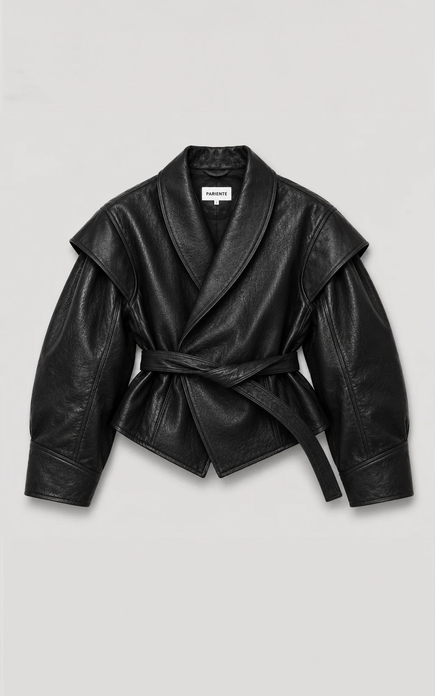 Veste cuir ceinturé Mia noir