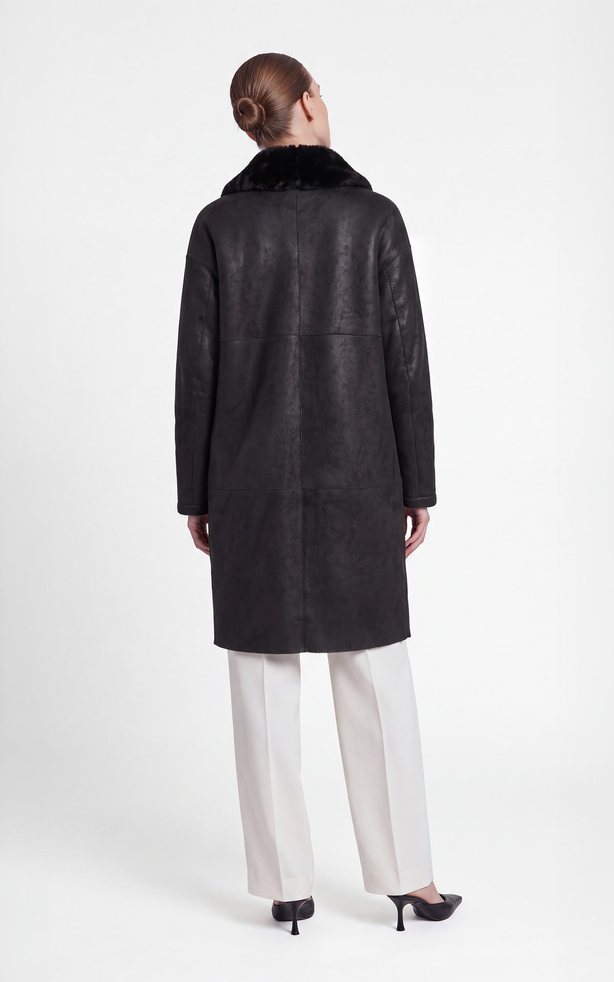 Manteau réversible peau lainée Giorgina noir 4