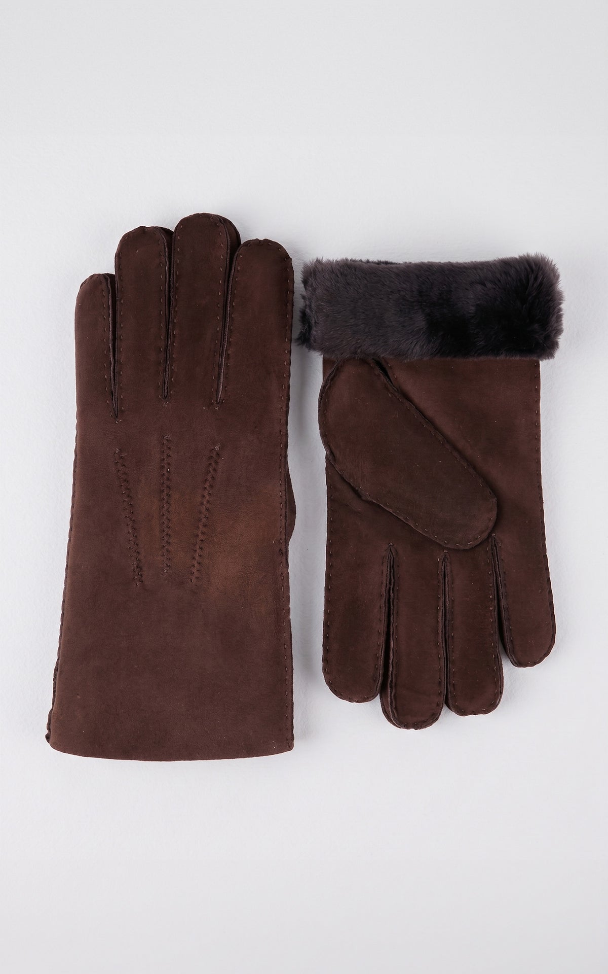 Gants en agneau mérinos mixte marron 2