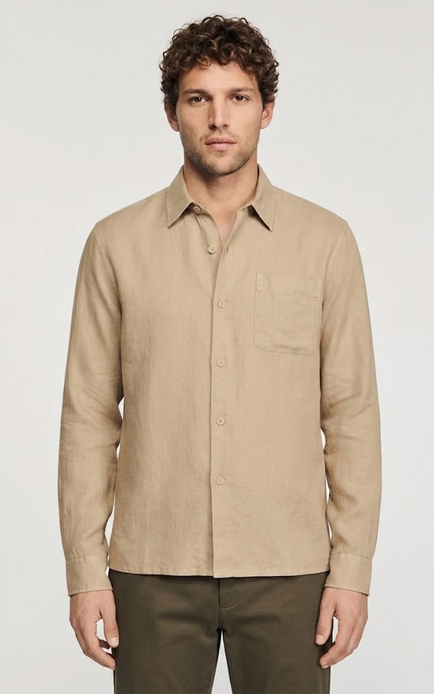 Chemise lin manches longues Campelo beige 1