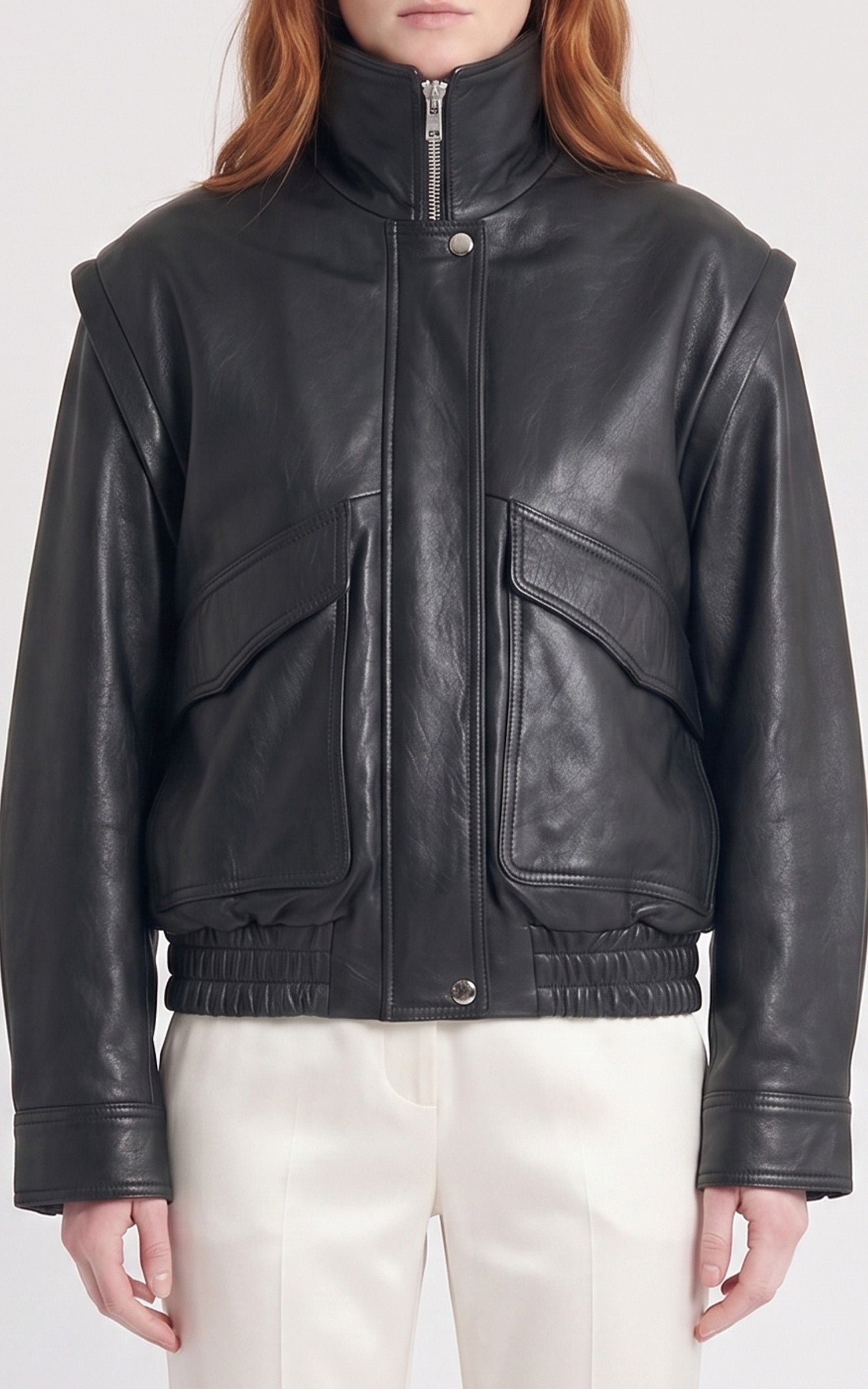 Blouson cuir oversize Flow noir