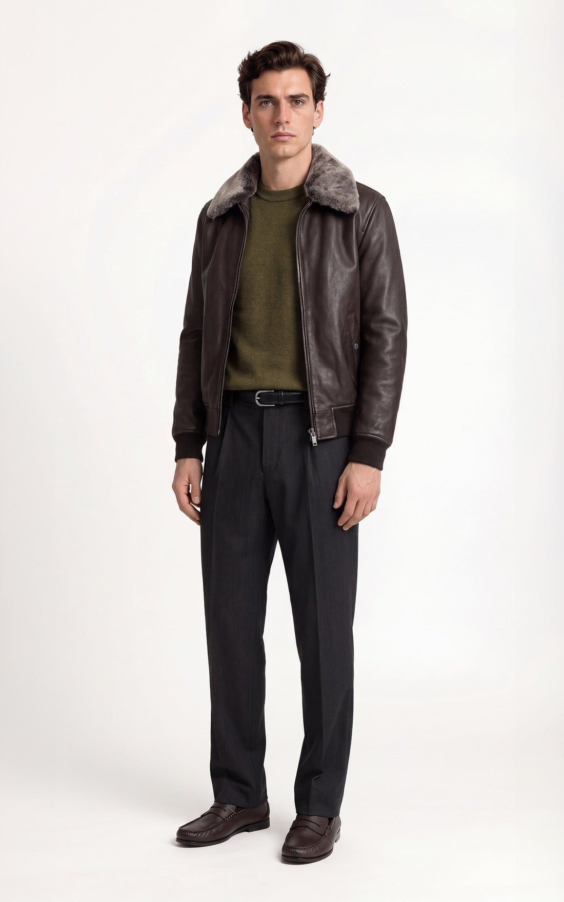 Blouson pilote cuir LC930D marron