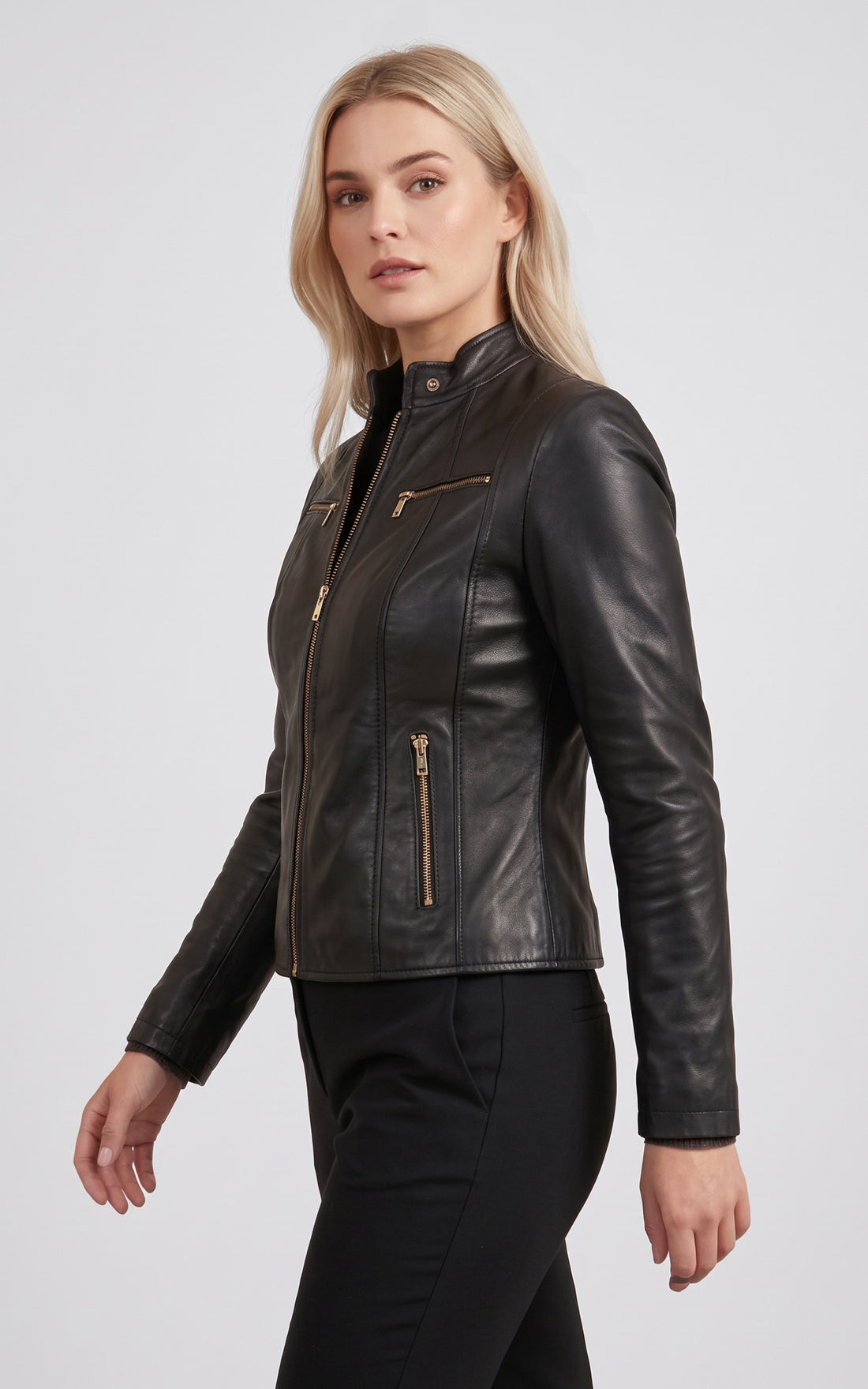Blouson motard cuir Merry noir