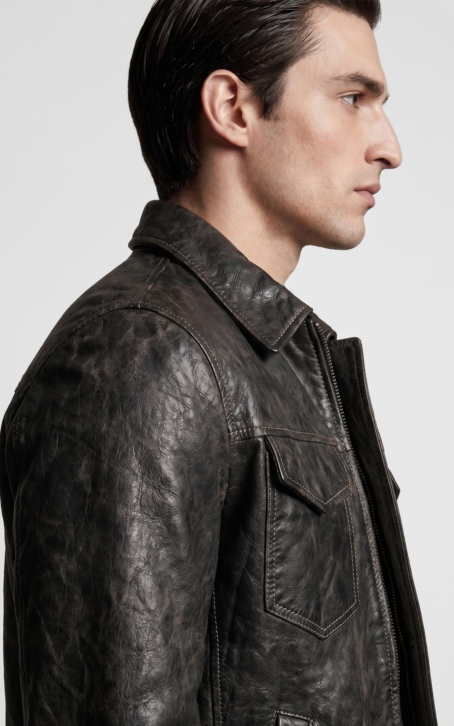Blouson cuir worker 87131 noir 5