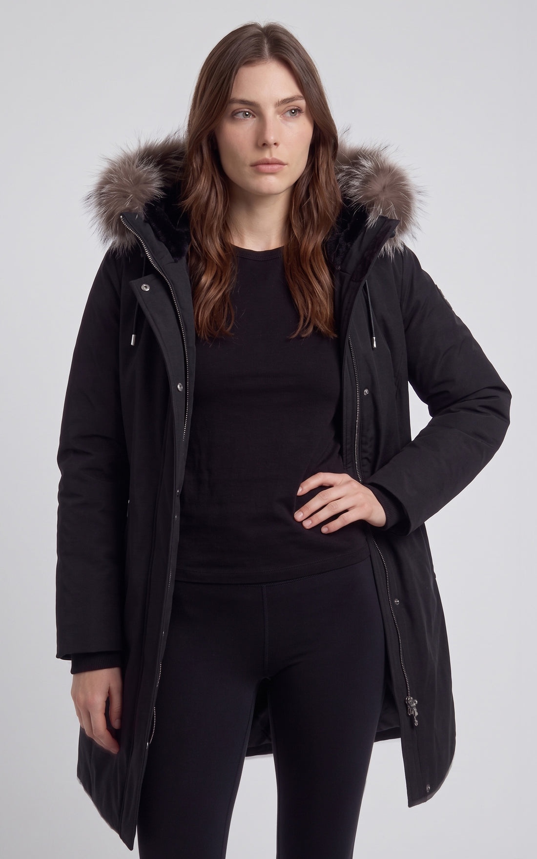 Manteau 2-en-1 en duvet et fourrure SHILOH-XZ noir