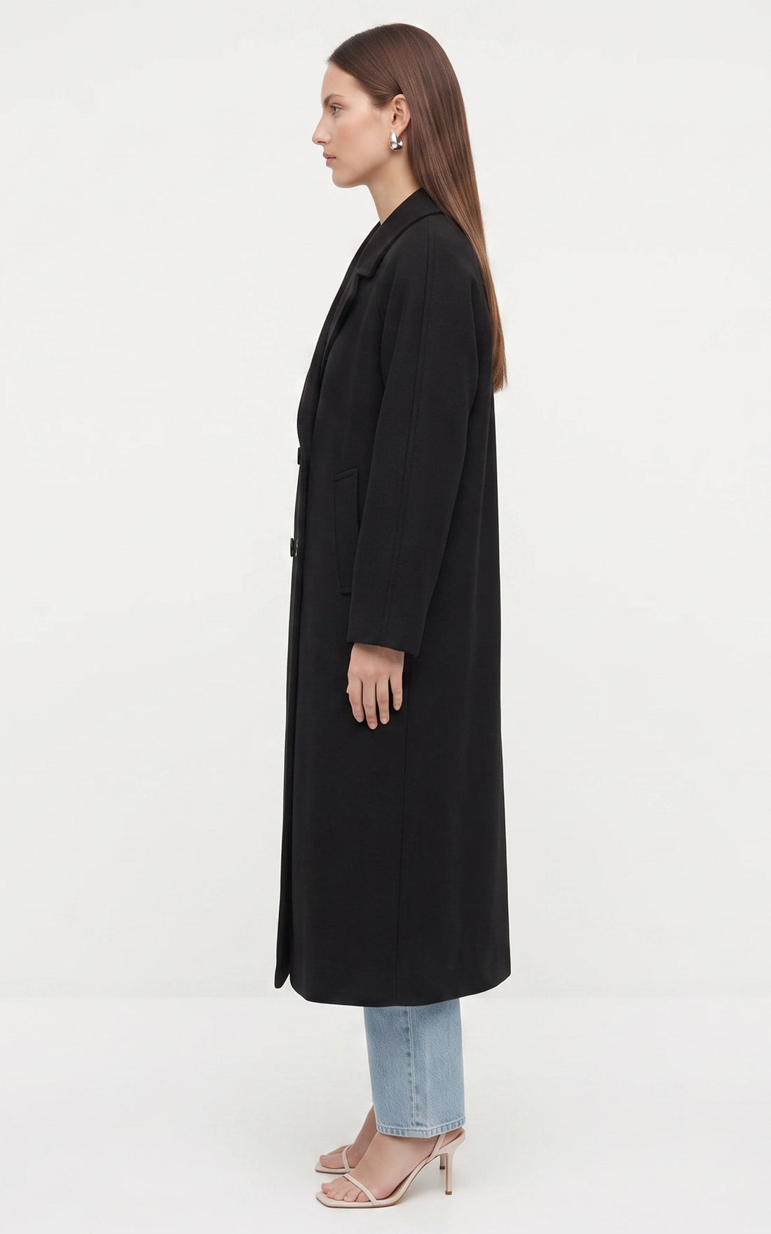 Manteau long laine Grace noir