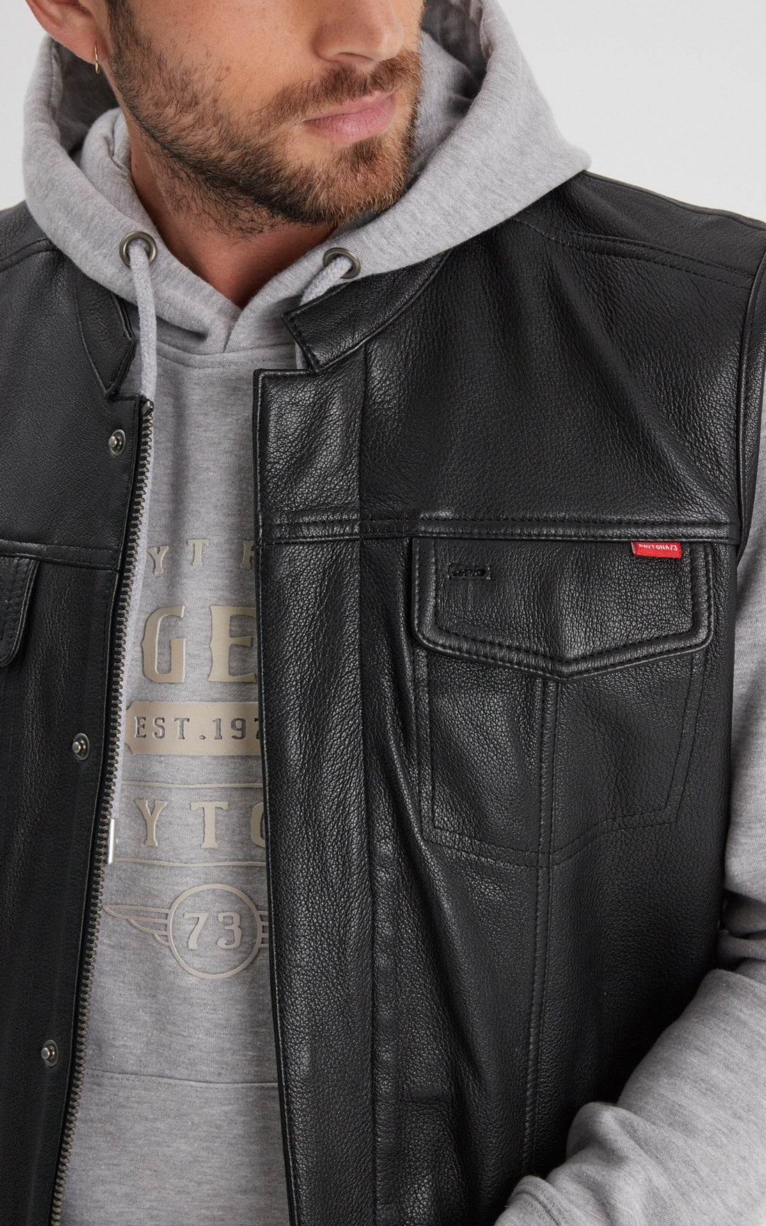 Gilet Biker Hot Road cuir noir