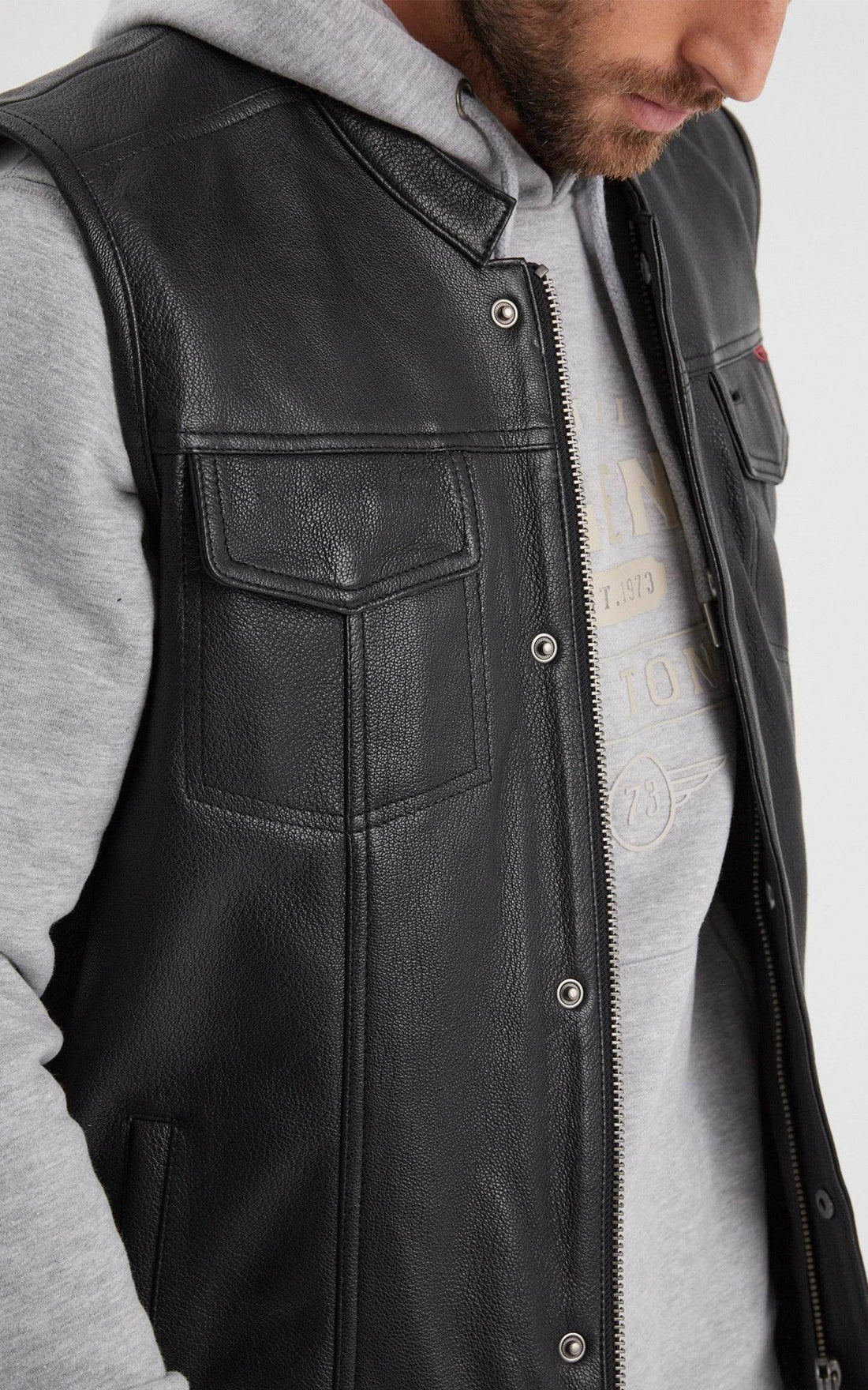 Gilet Biker Hot Road cuir noir