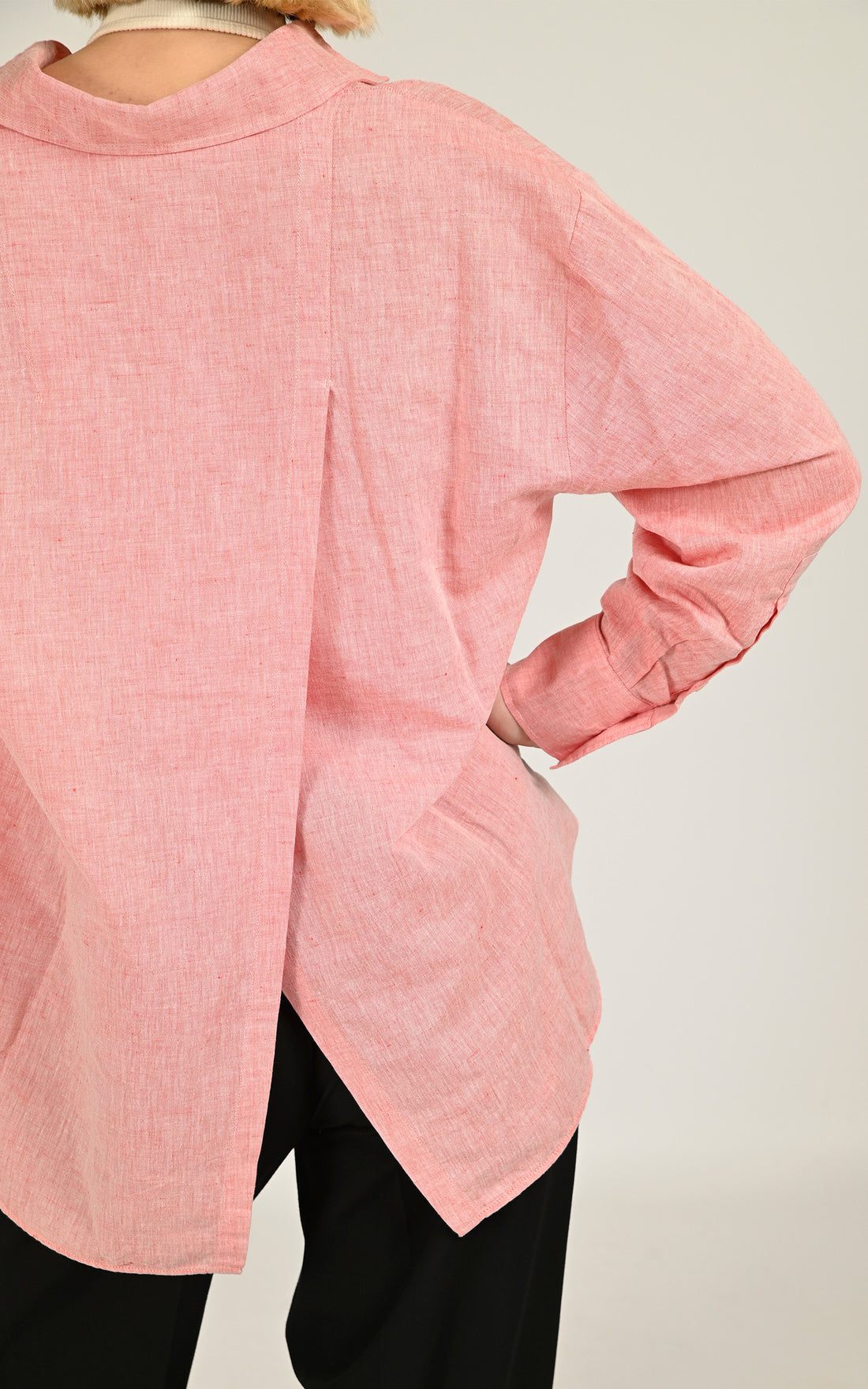 Chemise oversize en lin rose