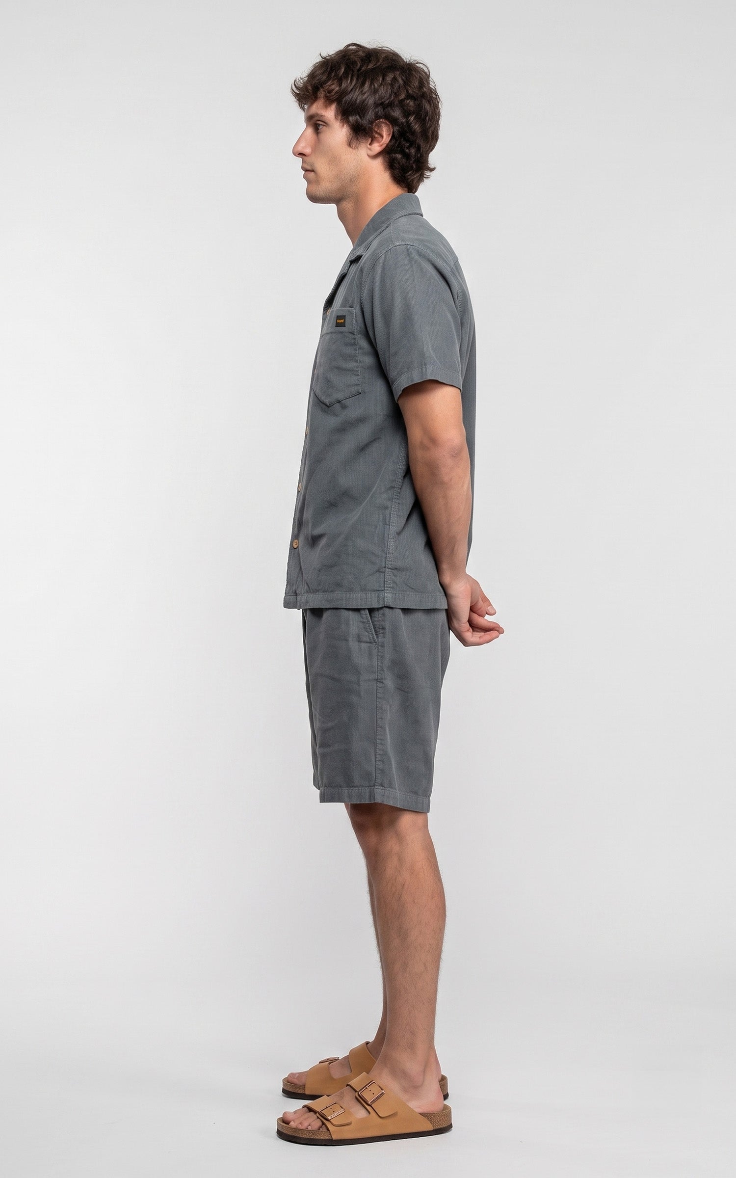 Chemise worker velours Citrus bleu