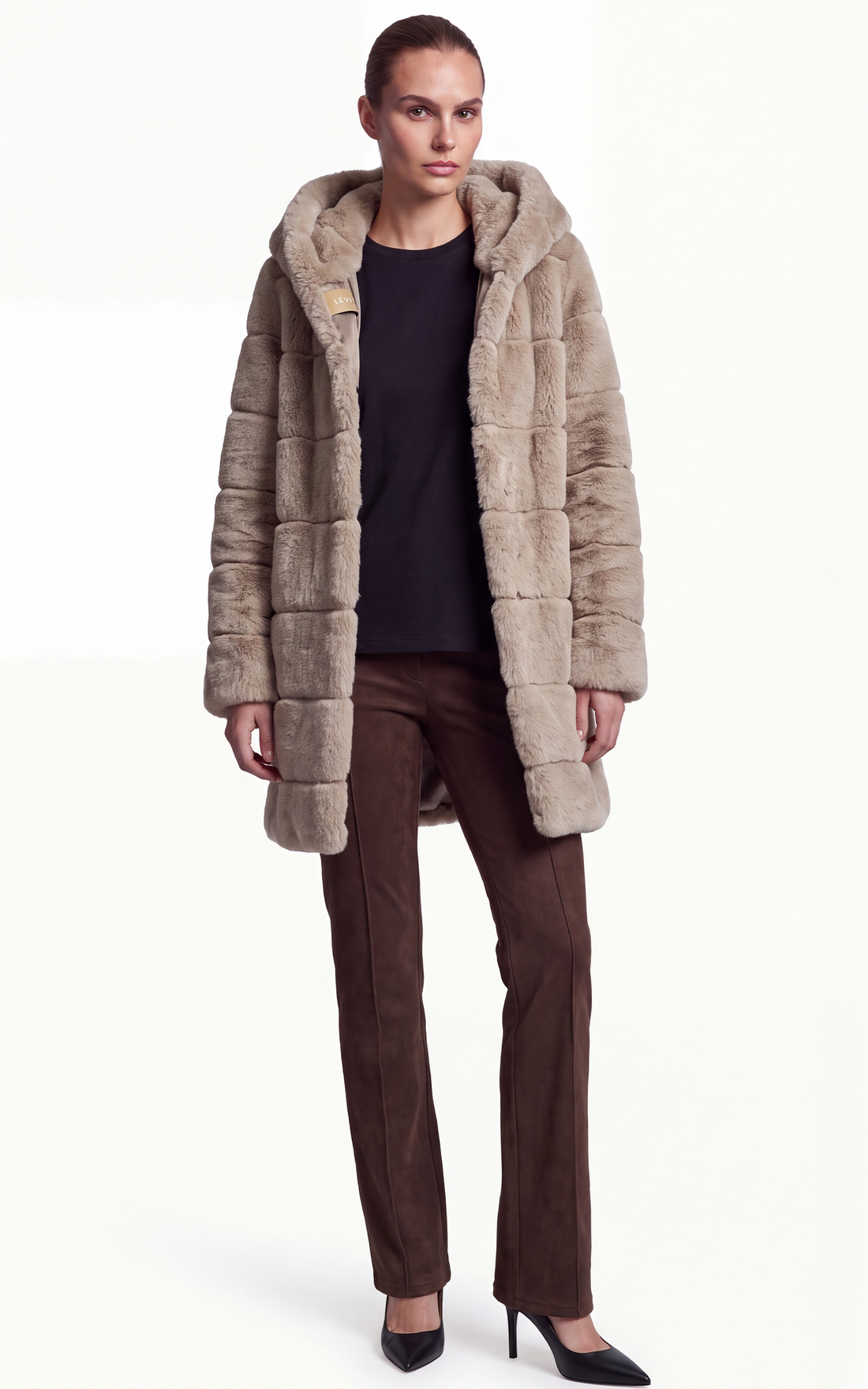 Manteau en fourrure rex Imelda beige