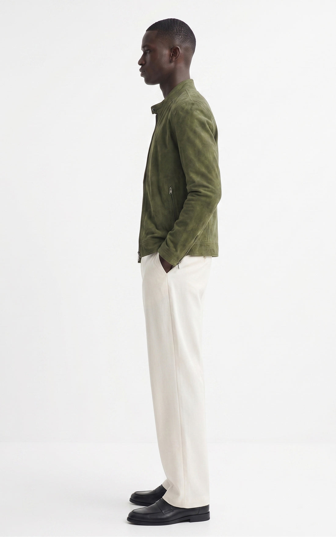 Blouson daim Delf kaki