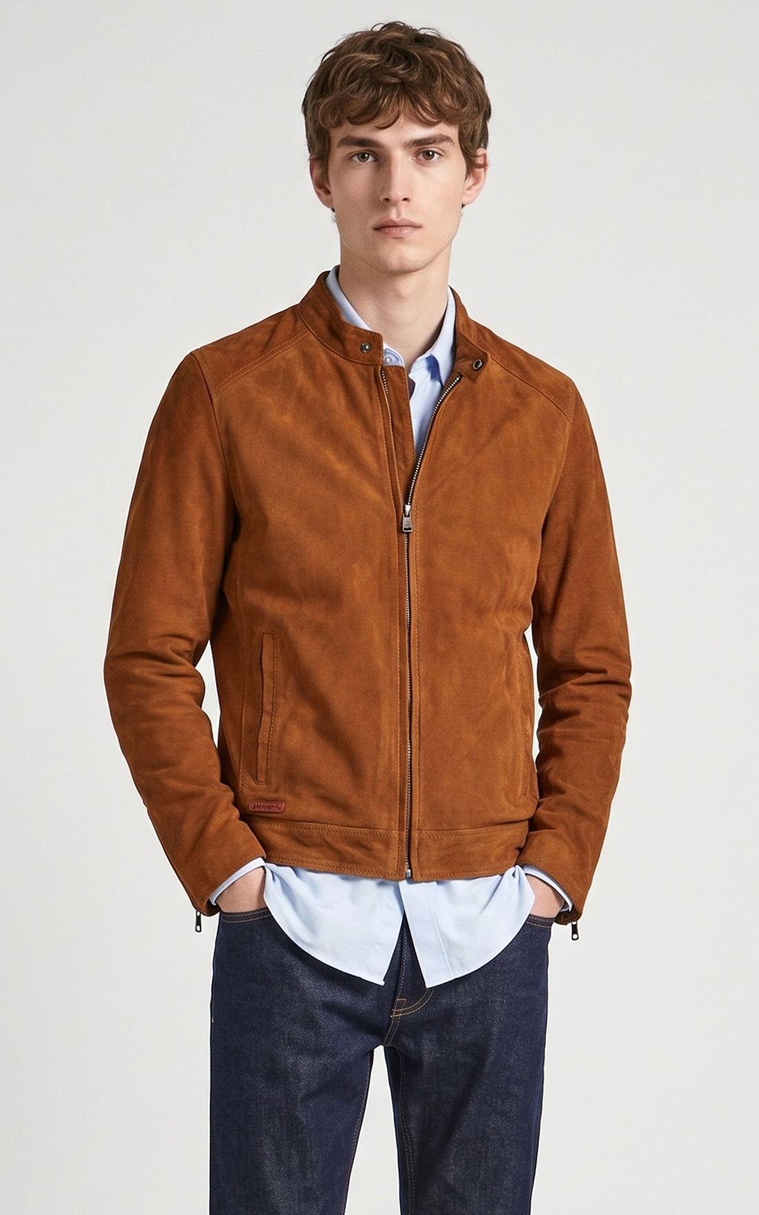 Blouson daim Delf cognac