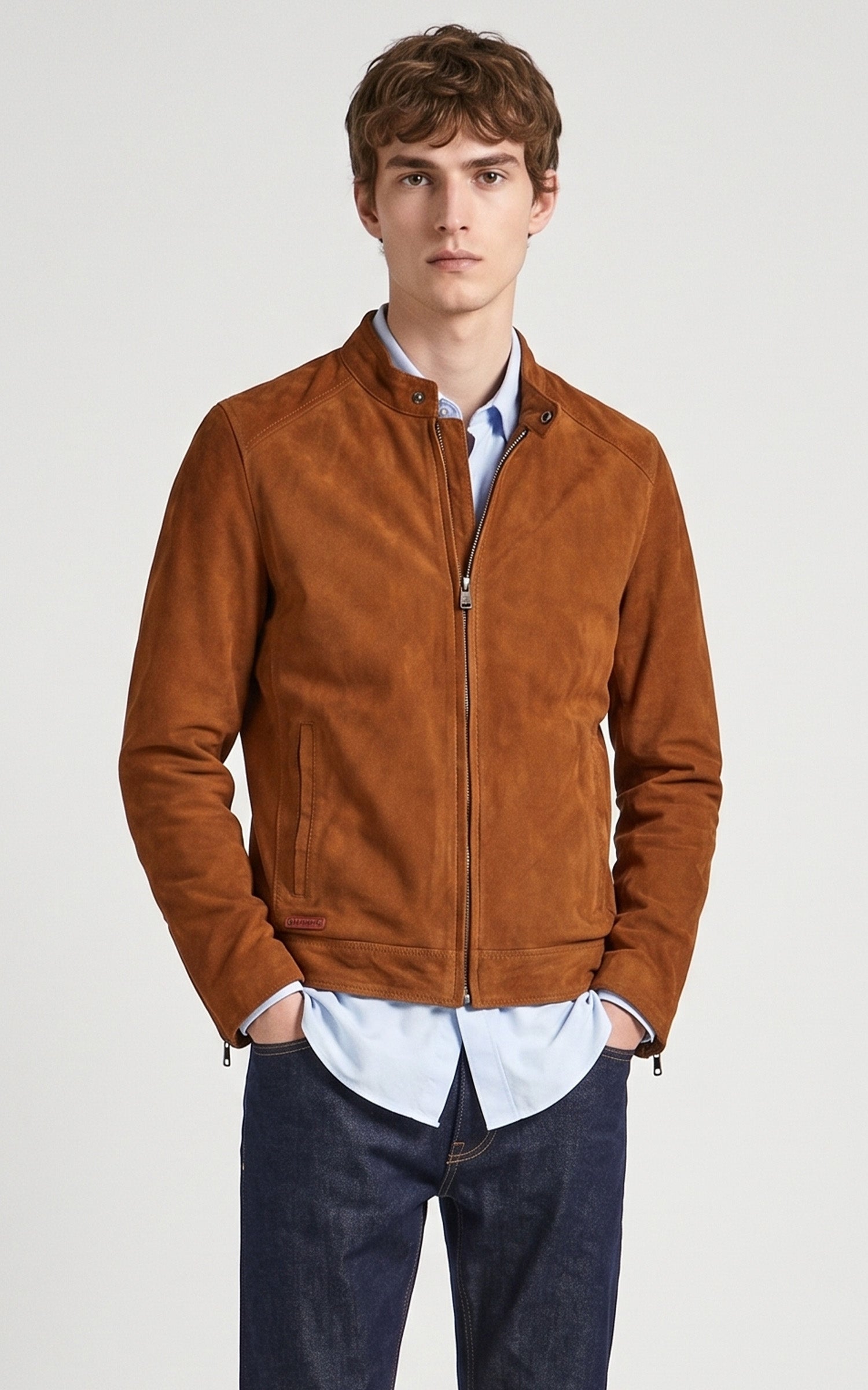 Blouson daim Delf cognac