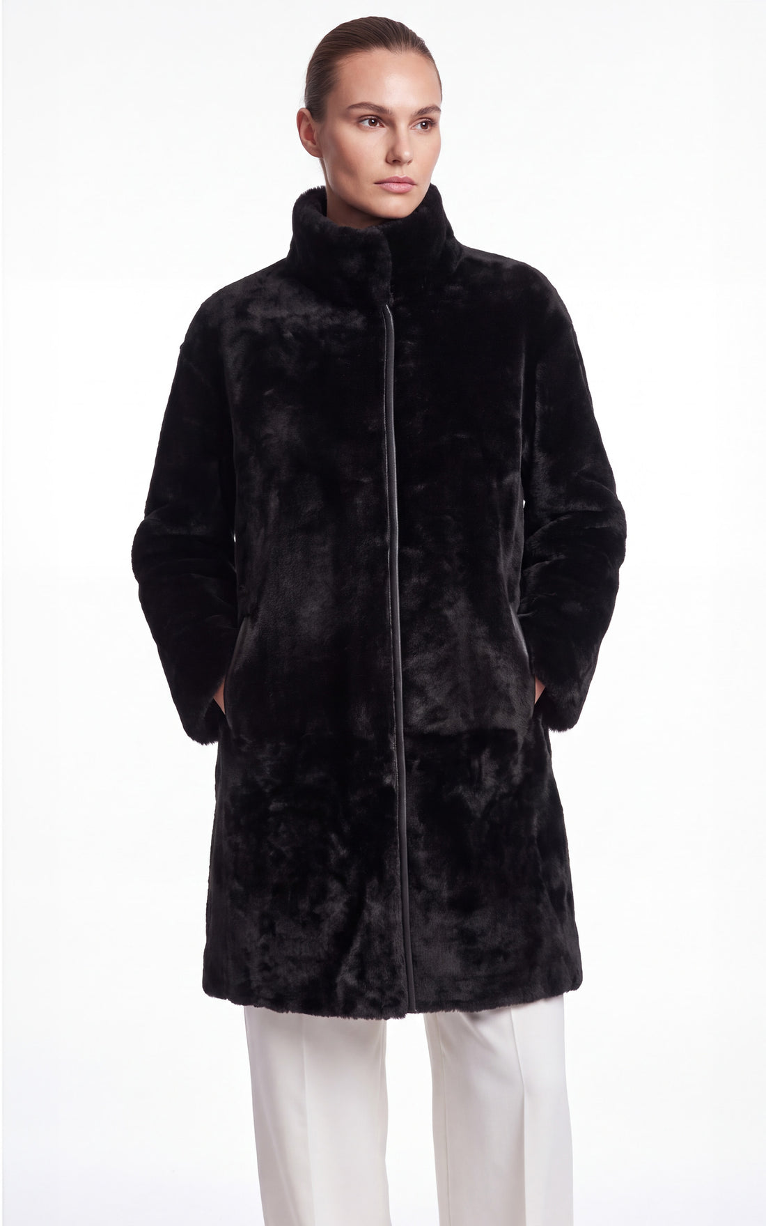 Manteau réversible peau lainée Giorgina noir