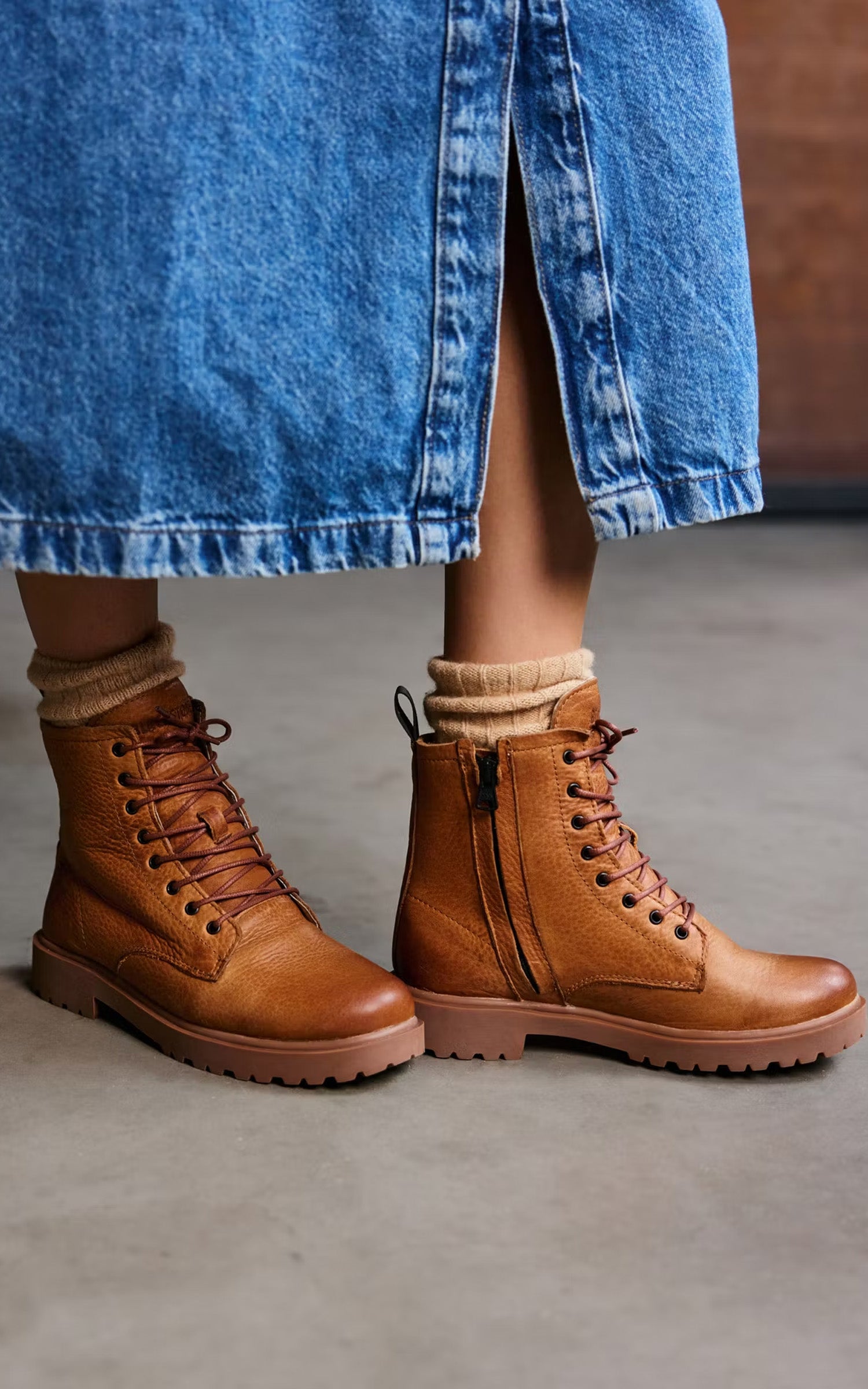 Boots cuir fourrées KAJSA marron