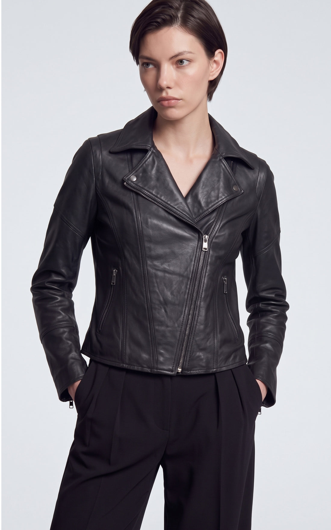 Perfecto cuir épais Amina noir