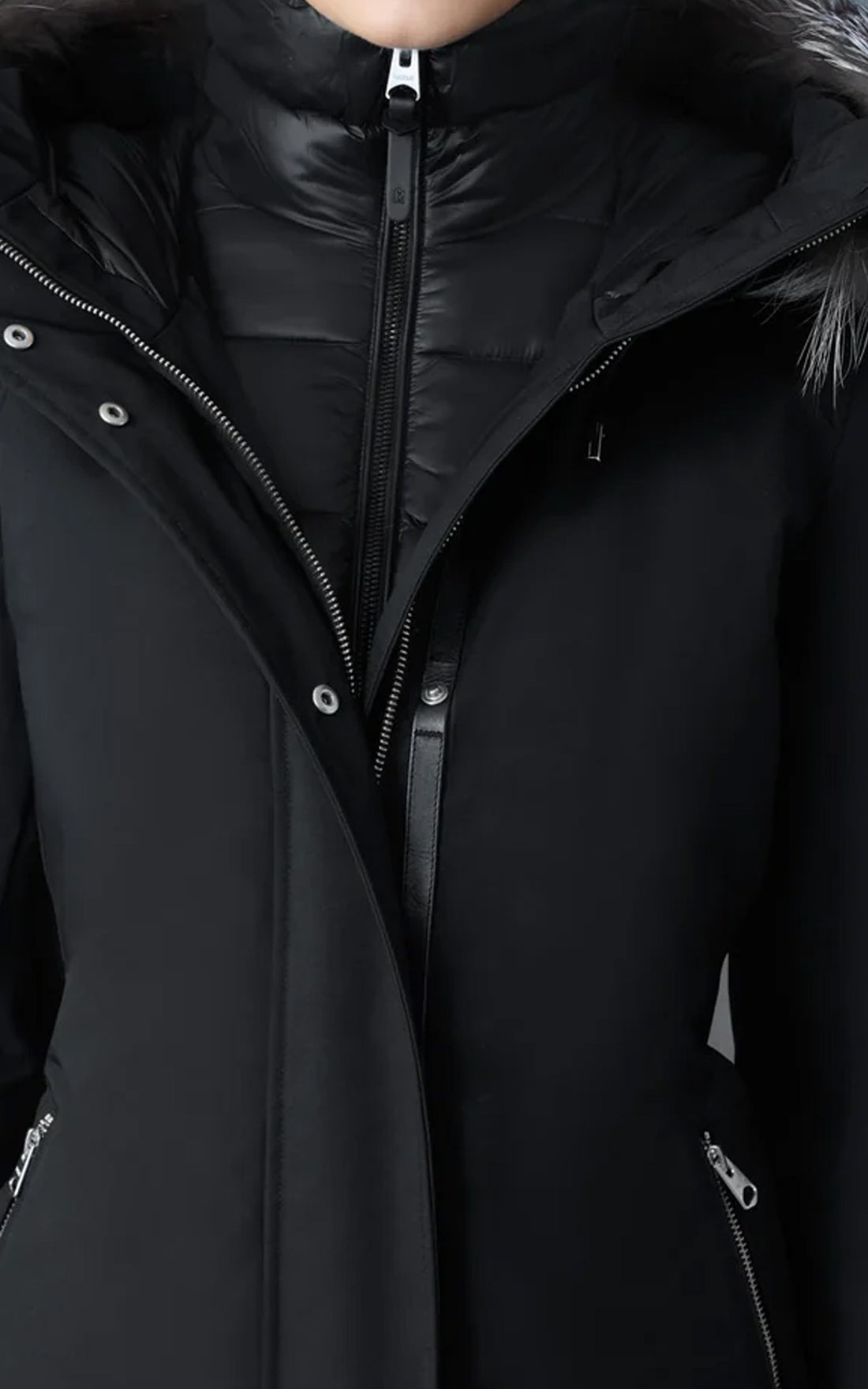 Manteau 2-en-1 en duvet et fourrure SHILOH-XZ noir