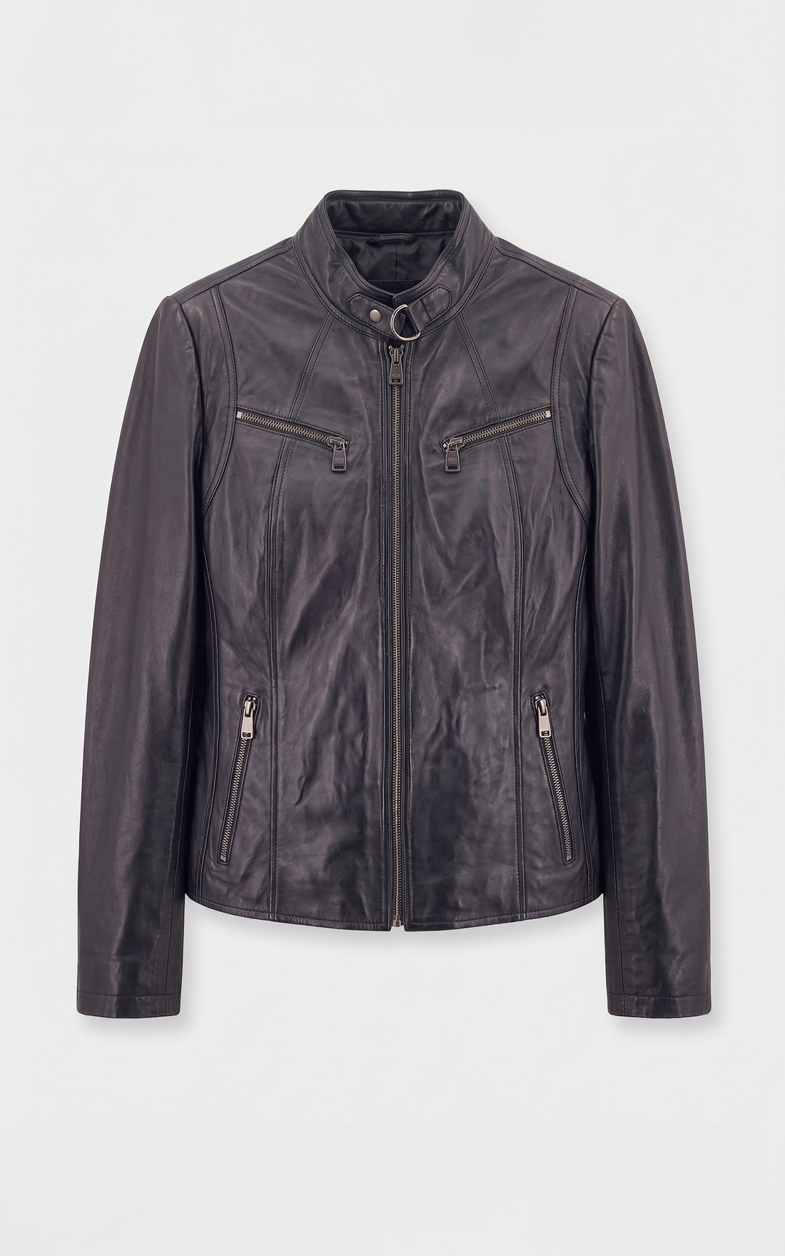 Blouson motard confort cuir noir