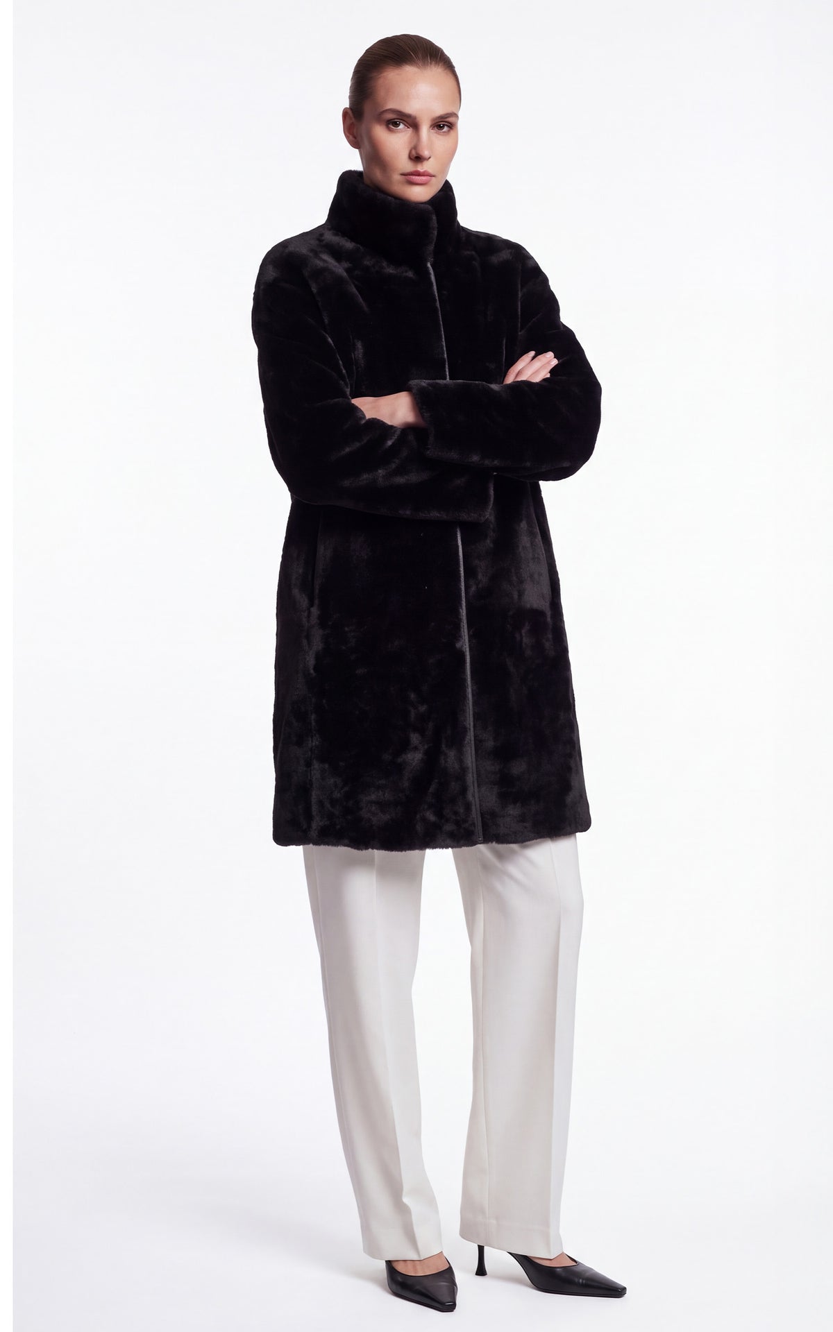 Manteau réversible peau lainée Giorgina noir
