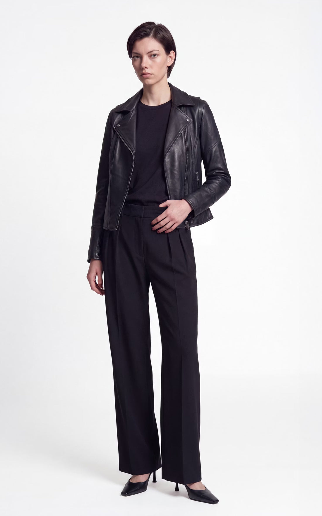 Perfecto cuir épais Amina noir