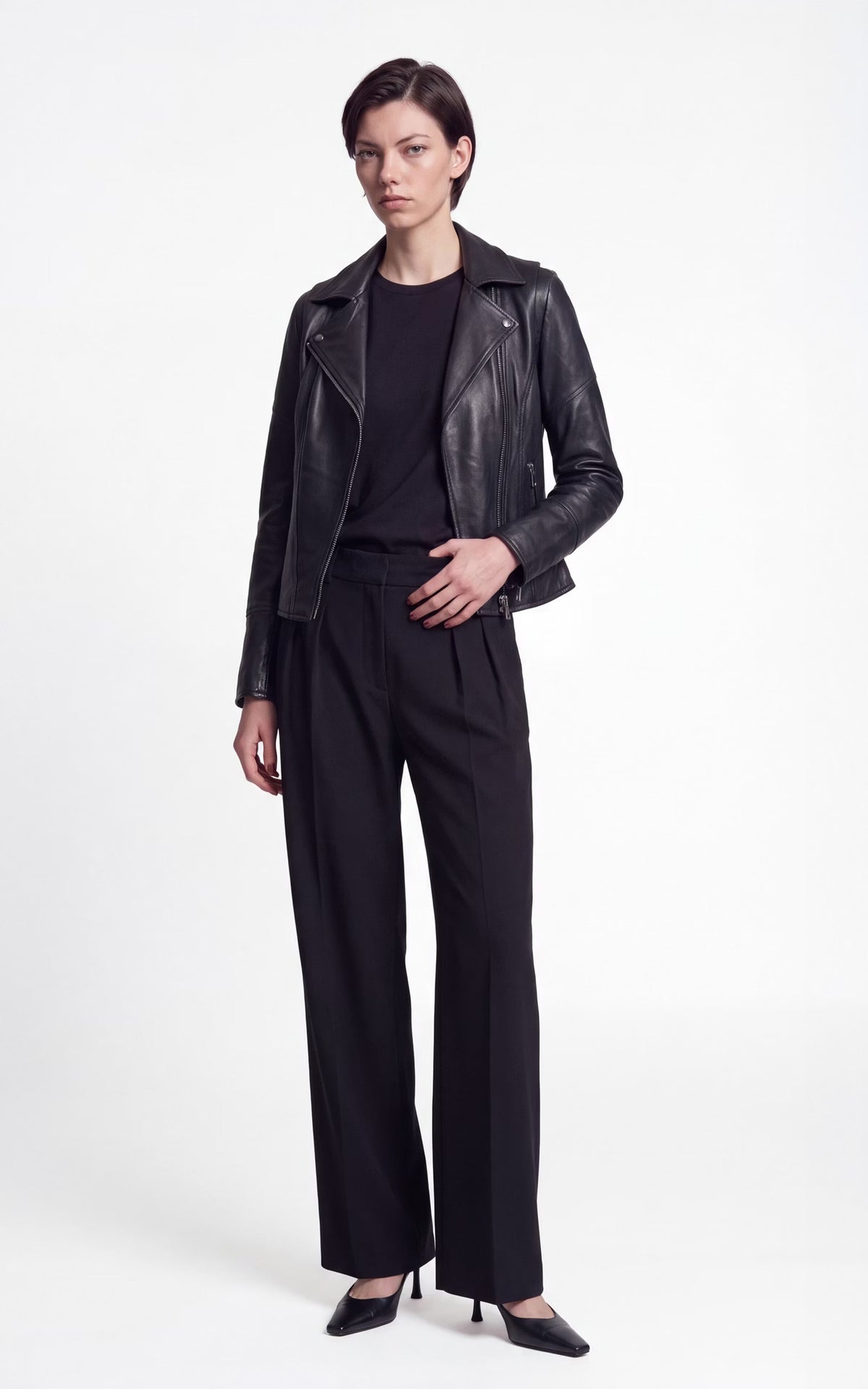 Perfecto cuir épais Amina noir