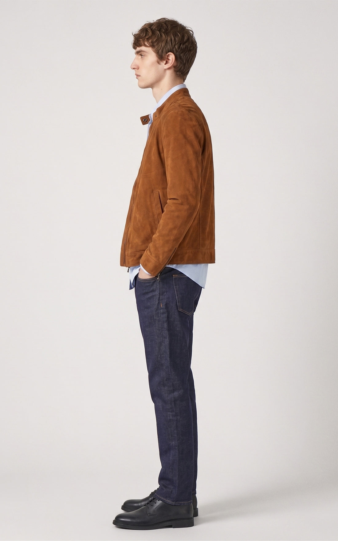 Blouson daim Delf cognac