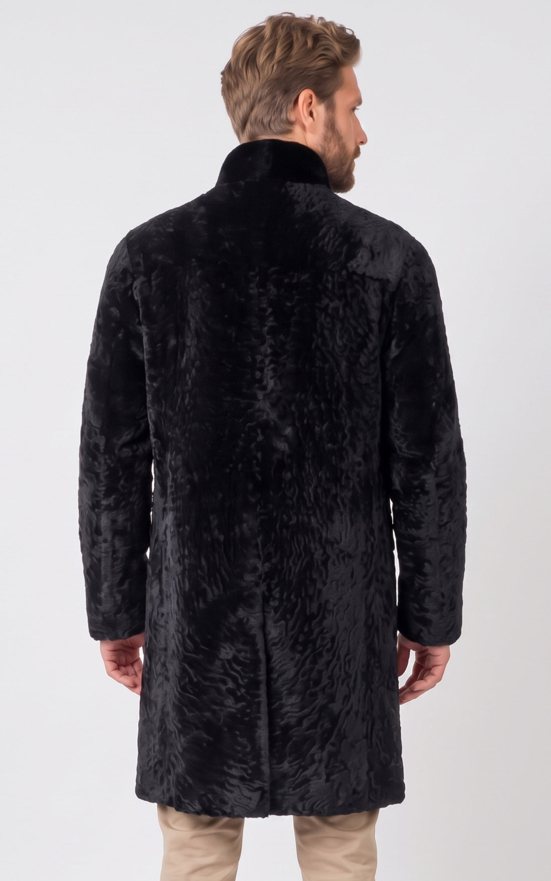 Manteau peau lainée ondulée Jallel noir