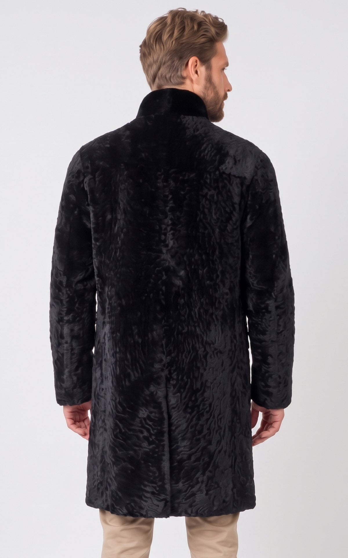 Manteau peau lainée ondulée Jallel noir 2