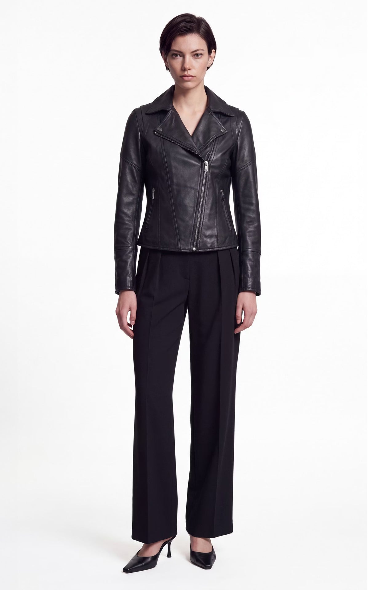 Perfecto cuir épais Amina noir