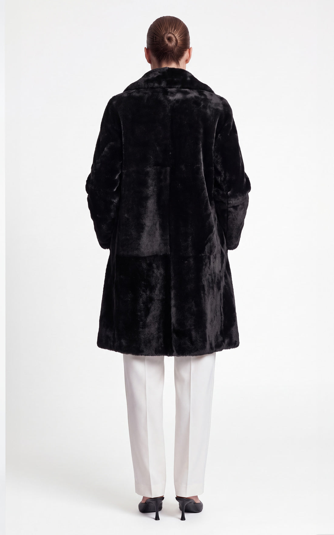 Manteau réversible peau lainée Giorgina noir