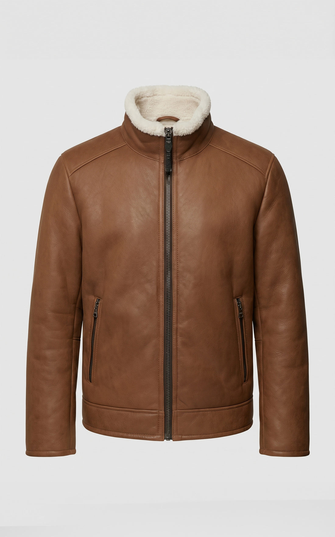 Veste peau lainée Hank cognac