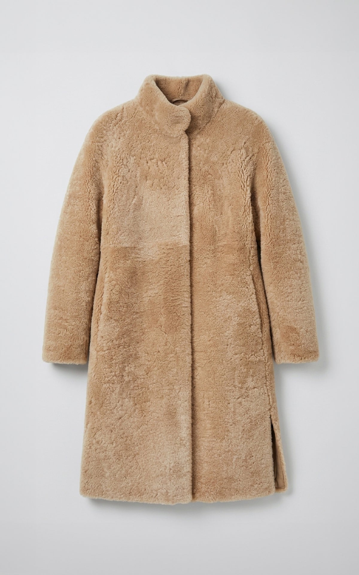 Manteau long peau lainée Filuka beige 2