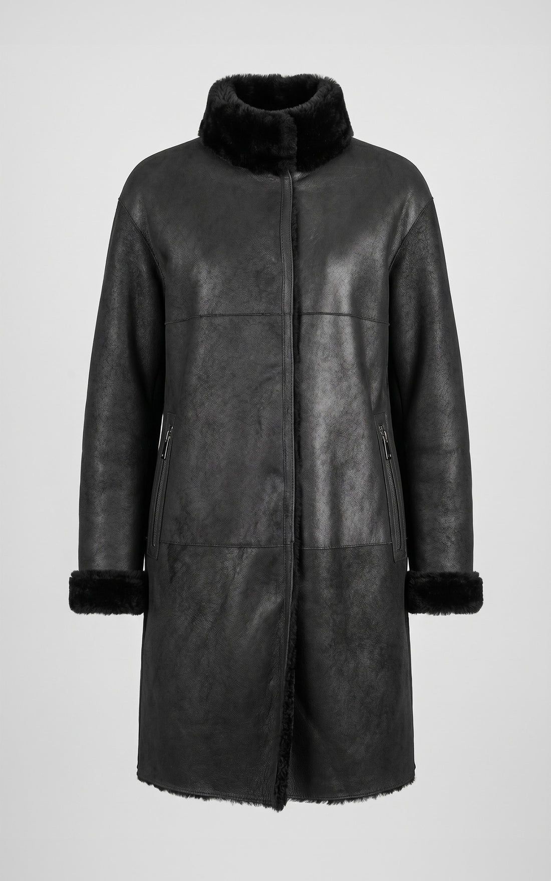 Manteau réversible peau lainée Giorgina noir