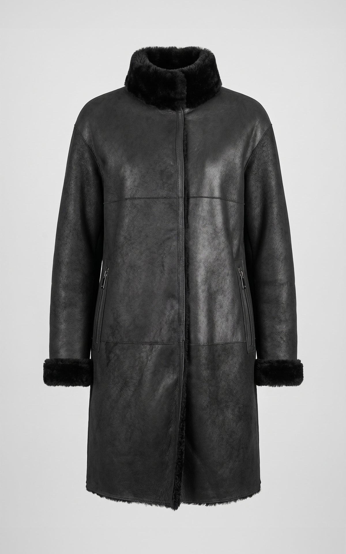 Manteau réversible peau lainée Giorgina noir 10