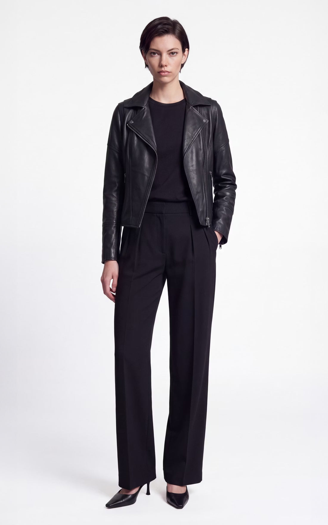 Perfecto cuir épais Amina noir