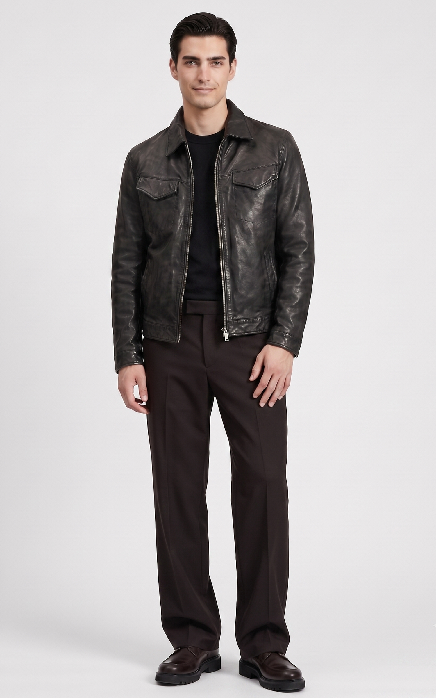 Blouson cuir worker 87131 noir
