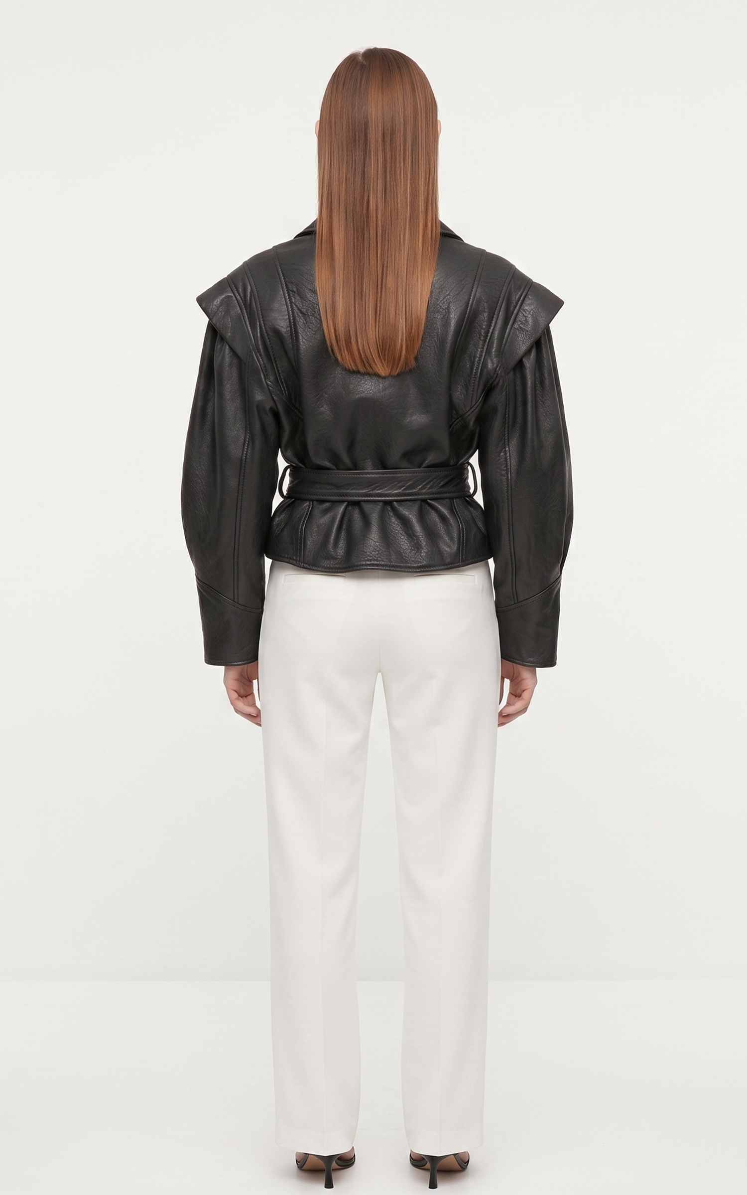 Veste cuir ceinturé Mia noir 5